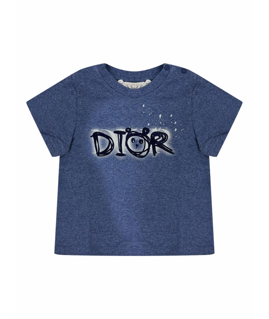 BABY DIOR Синяя хлопковая детская футболка, фото 1