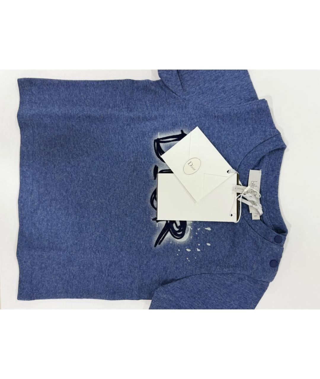 BABY DIOR Синяя хлопковая детская футболка, фото 3