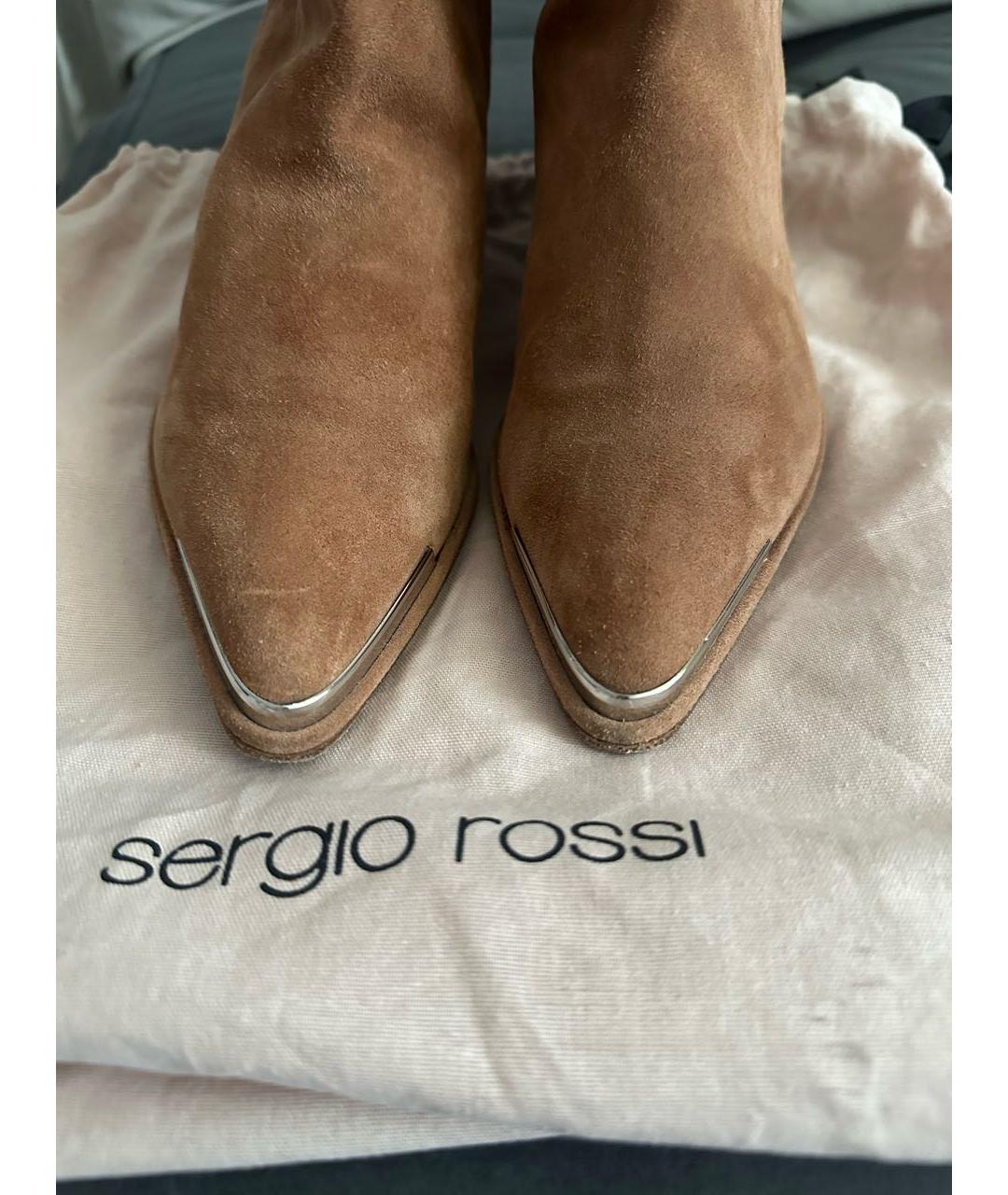 SERGIO ROSSI Бежевые замшевые ботинки, фото 5