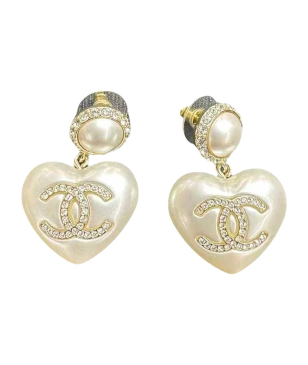 CHANEL Белые серьги, фото 1