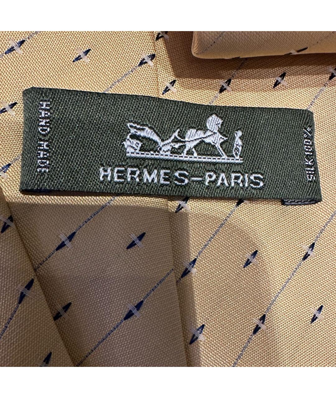 HERMES Желтый шелковый галстук, фото 4