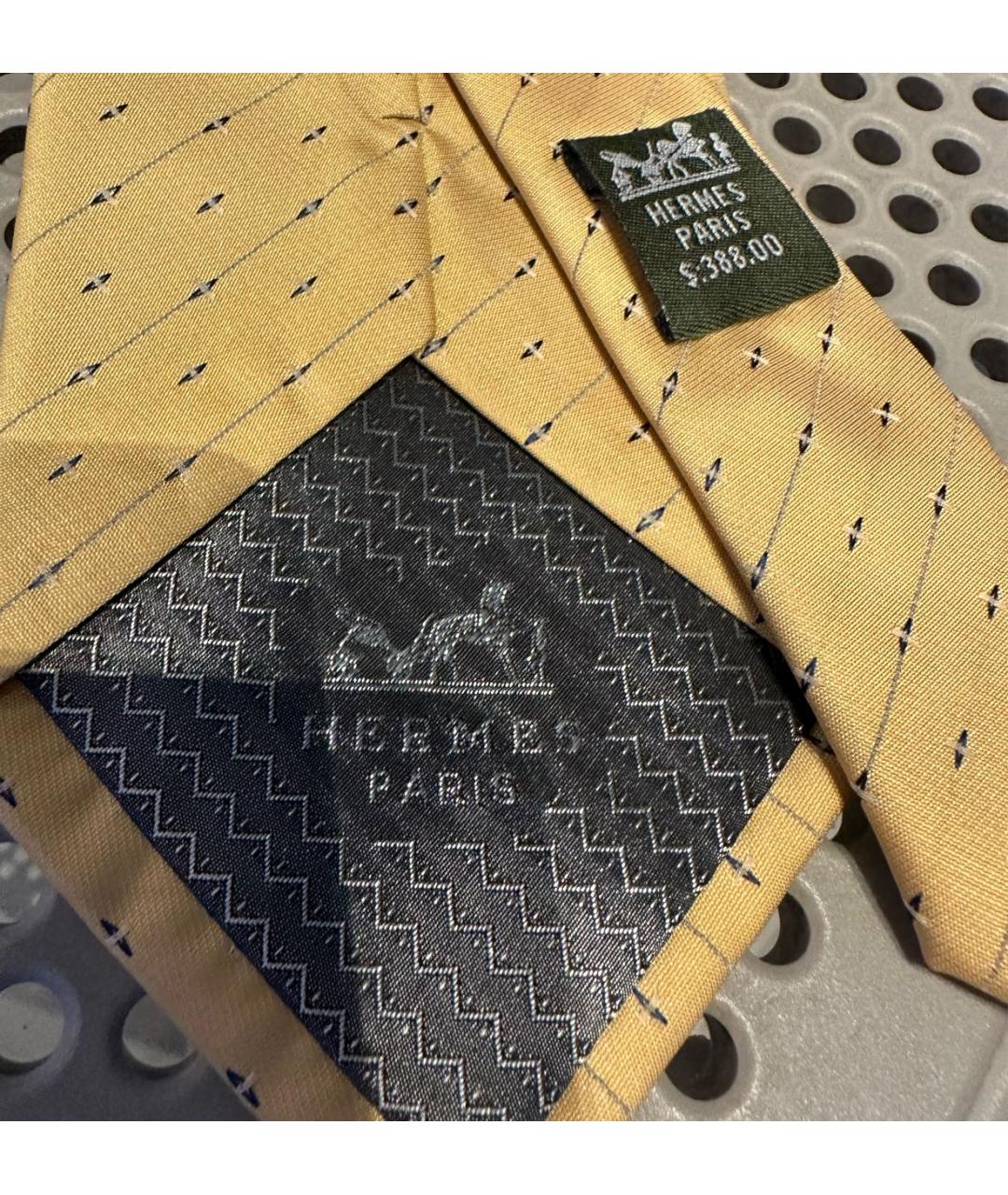 HERMES Желтый шелковый галстук, фото 3