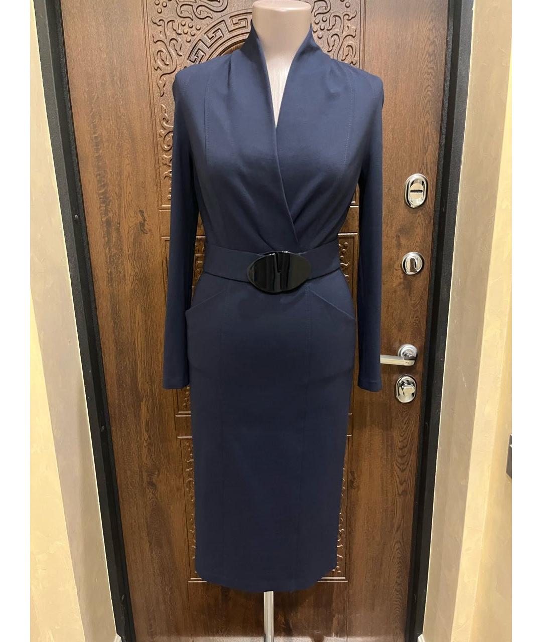 ARMANI COLLEZIONI Темно-синее вискозное повседневное платье, фото 9