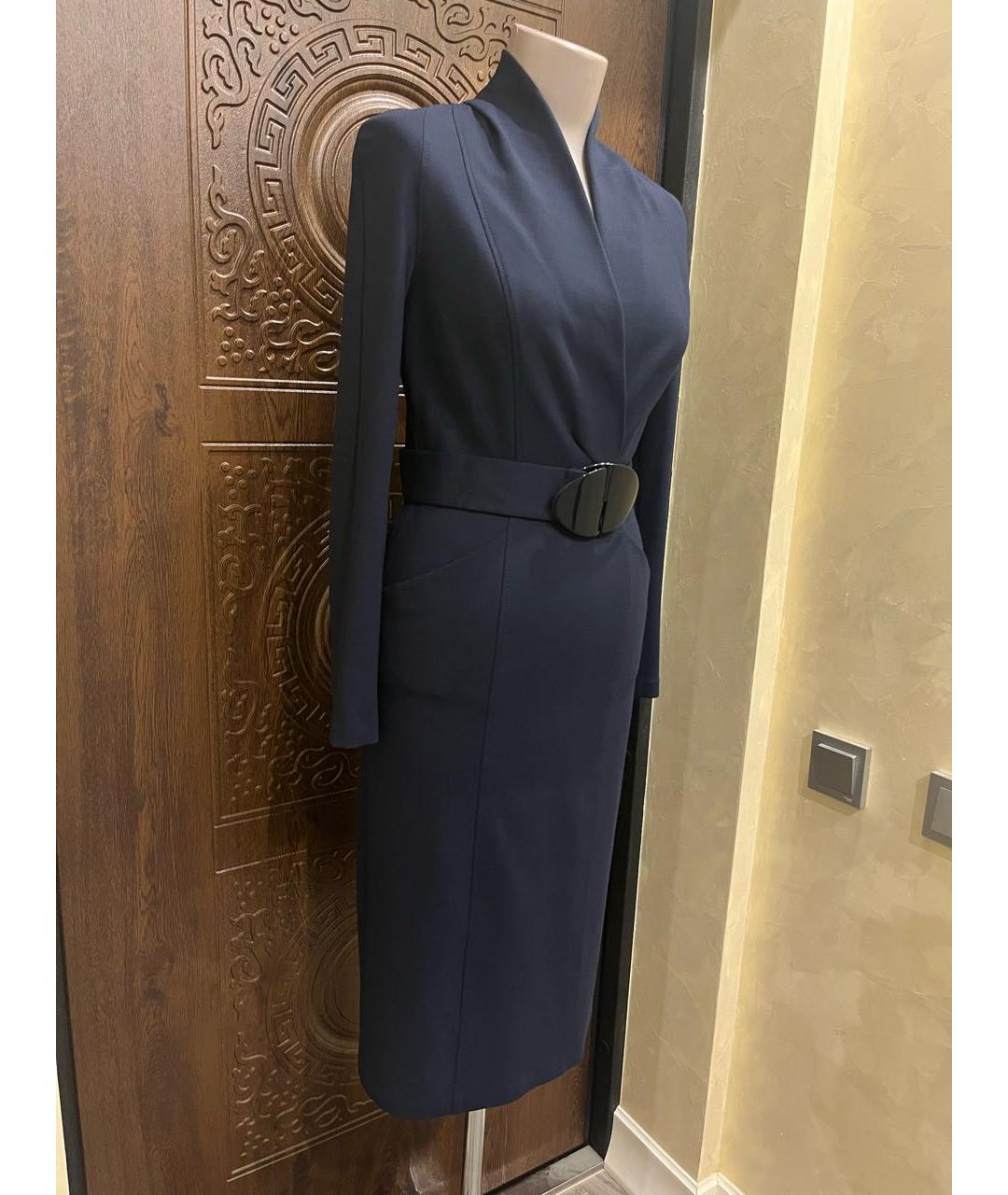 ARMANI COLLEZIONI Темно-синее вискозное повседневное платье, фото 8