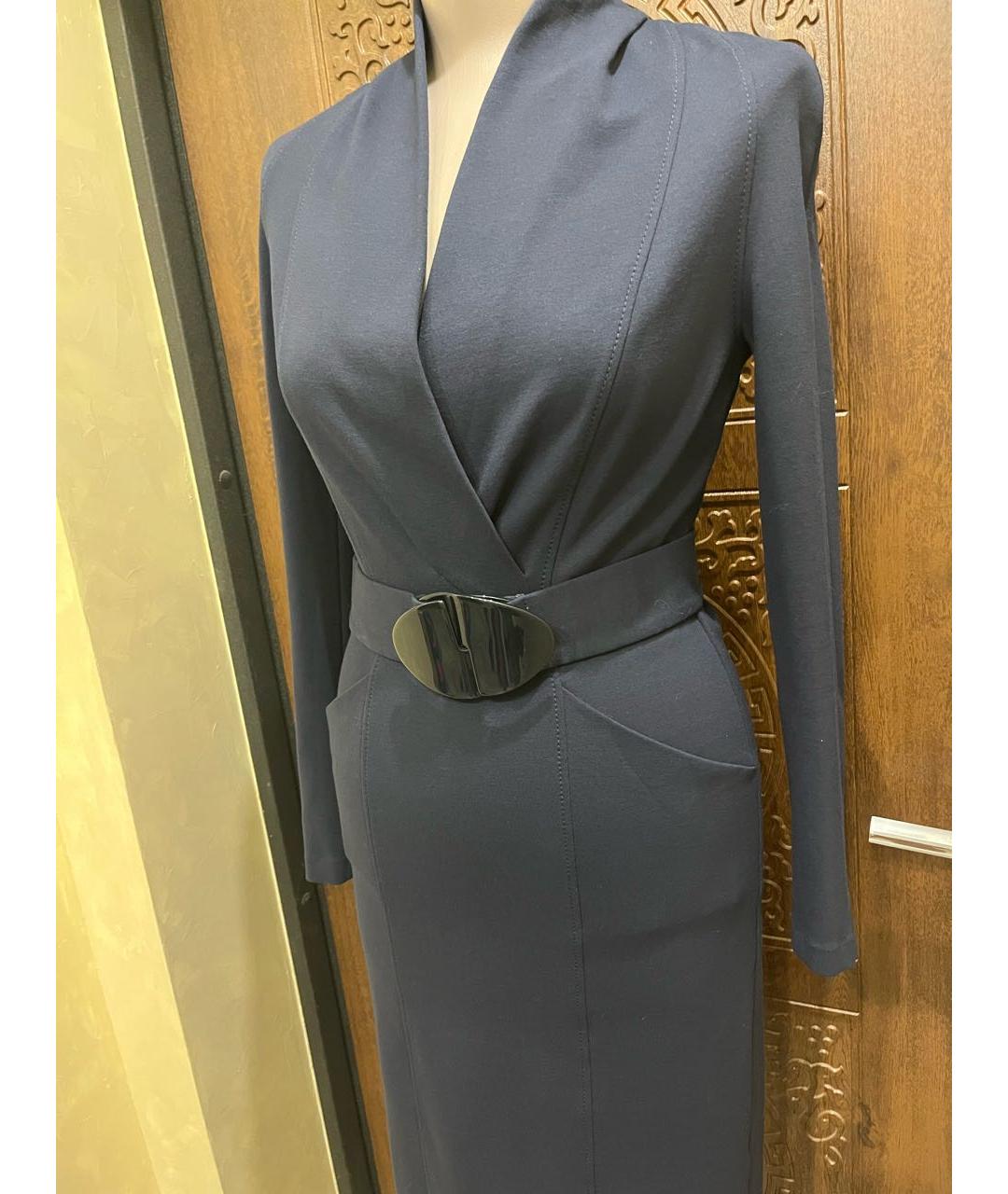 ARMANI COLLEZIONI Темно-синее вискозное повседневное платье, фото 4