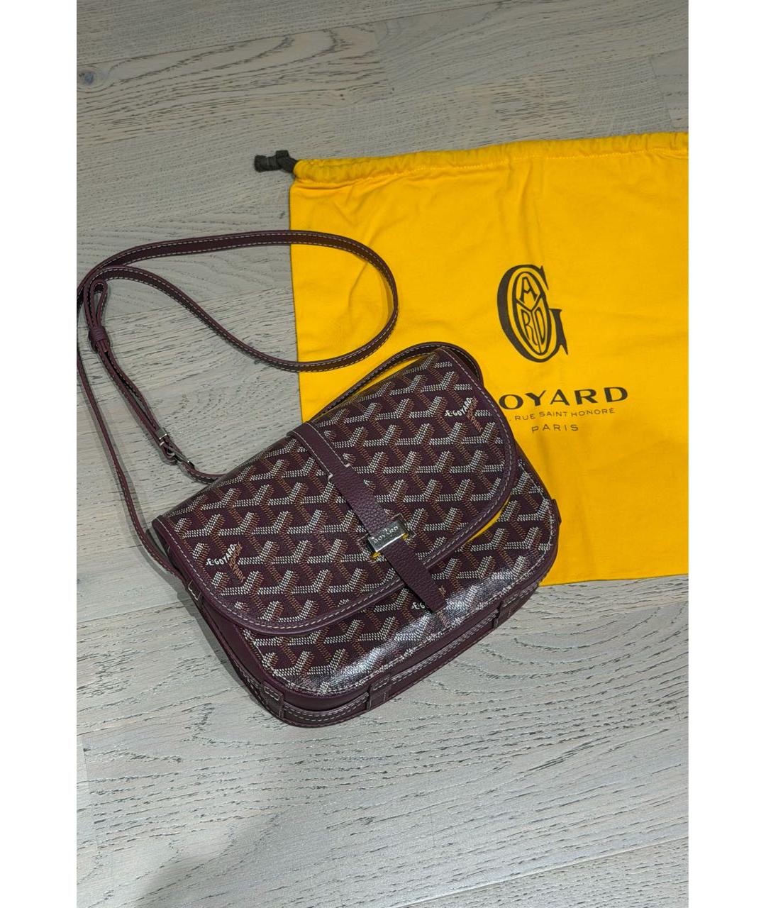GOYARD Бордовая кожаная сумка через плечо, фото 4