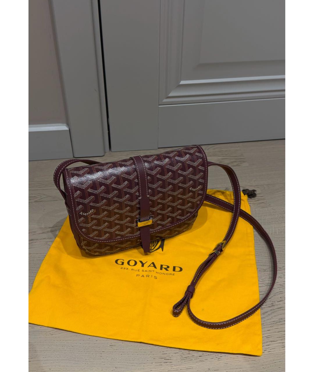 GOYARD Бордовая кожаная сумка через плечо, фото 2