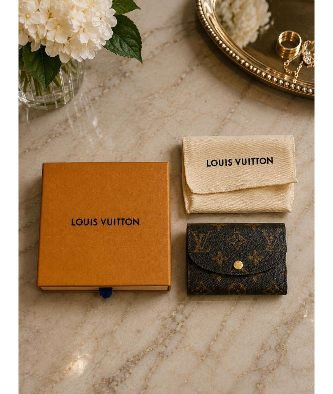 LOUIS VUITTON Коричневый кожаный кошелек, фото 4