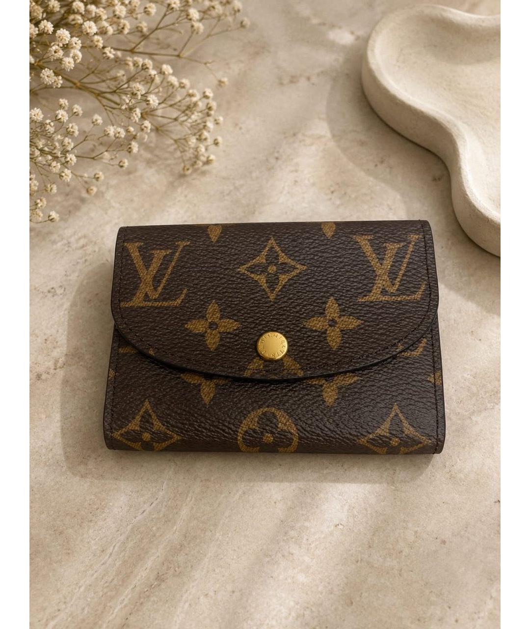 LOUIS VUITTON Коричневый кожаный кошелек, фото 6