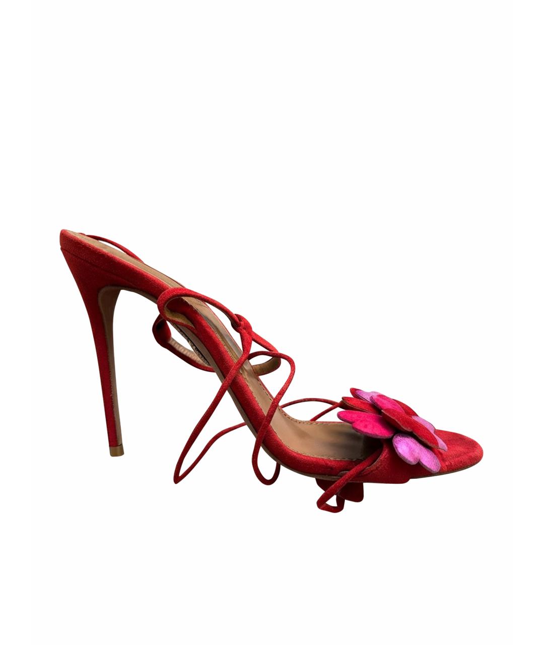 AQUAZZURA Красные замшевые босоножки, фото 1