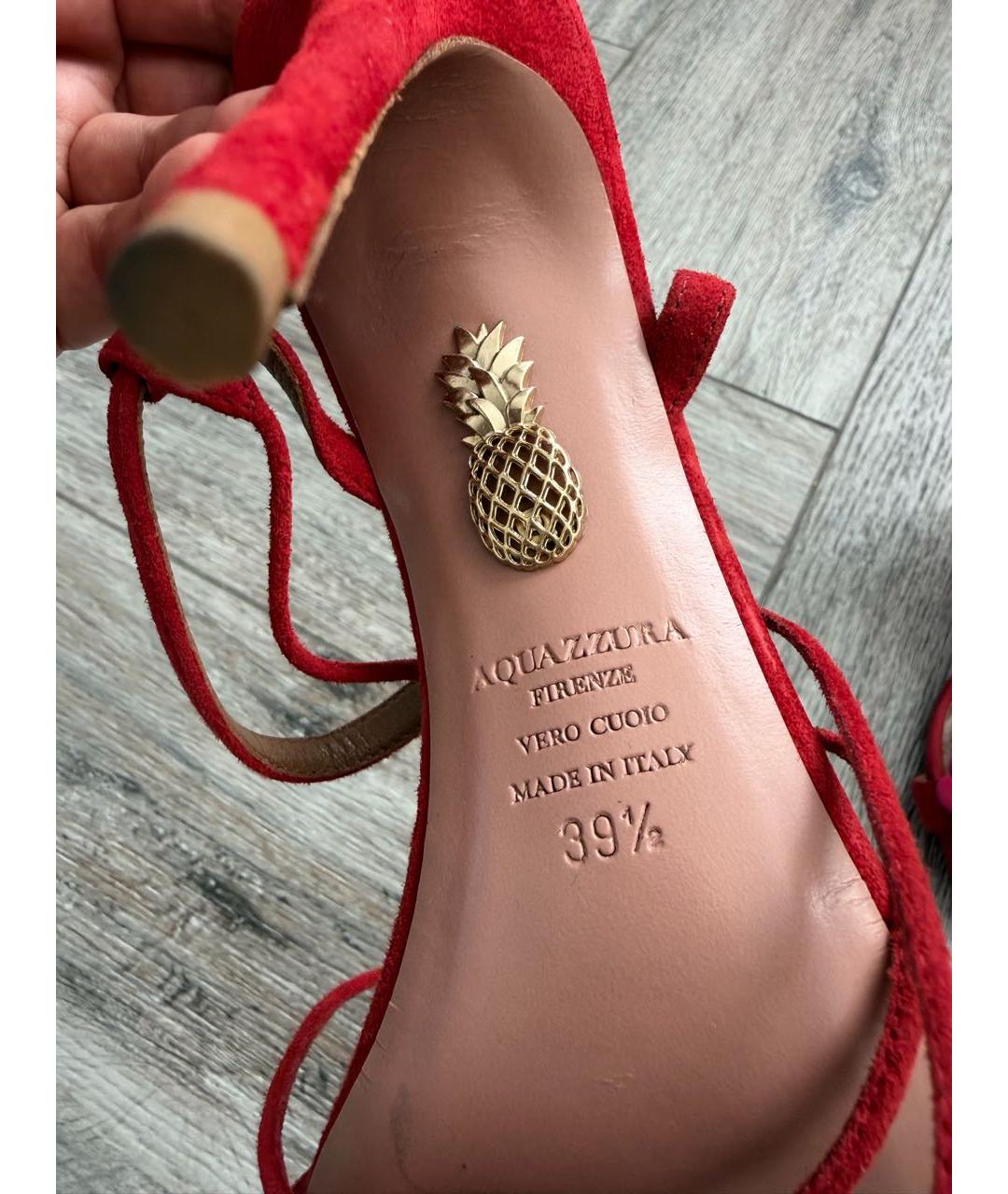 AQUAZZURA Красные замшевые босоножки, фото 6
