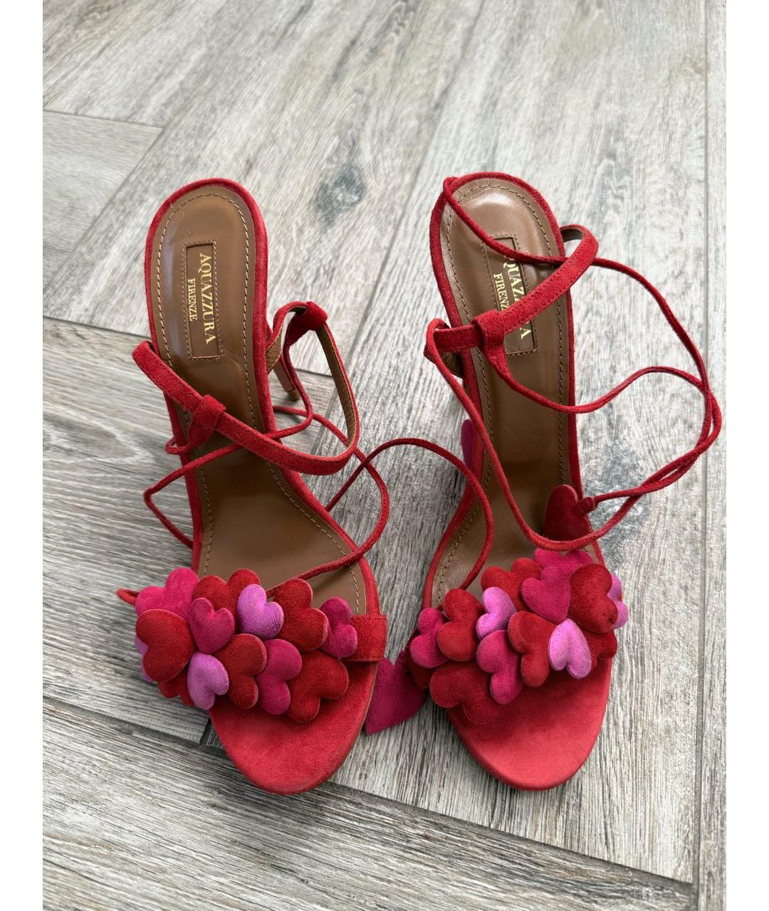 AQUAZZURA Красные замшевые босоножки, фото 2