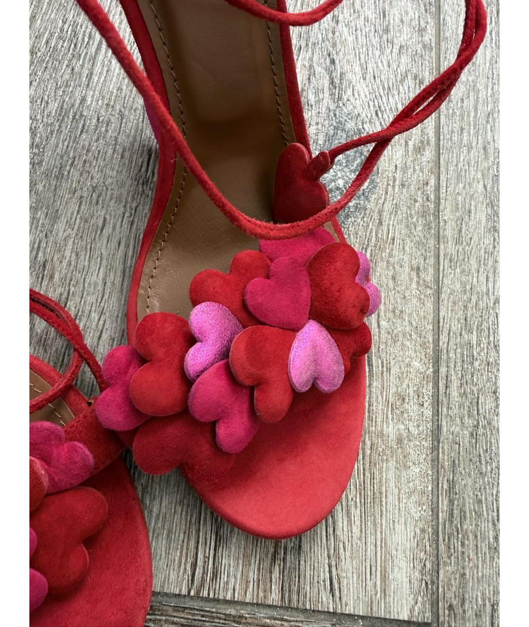 AQUAZZURA Красные замшевые босоножки, фото 5