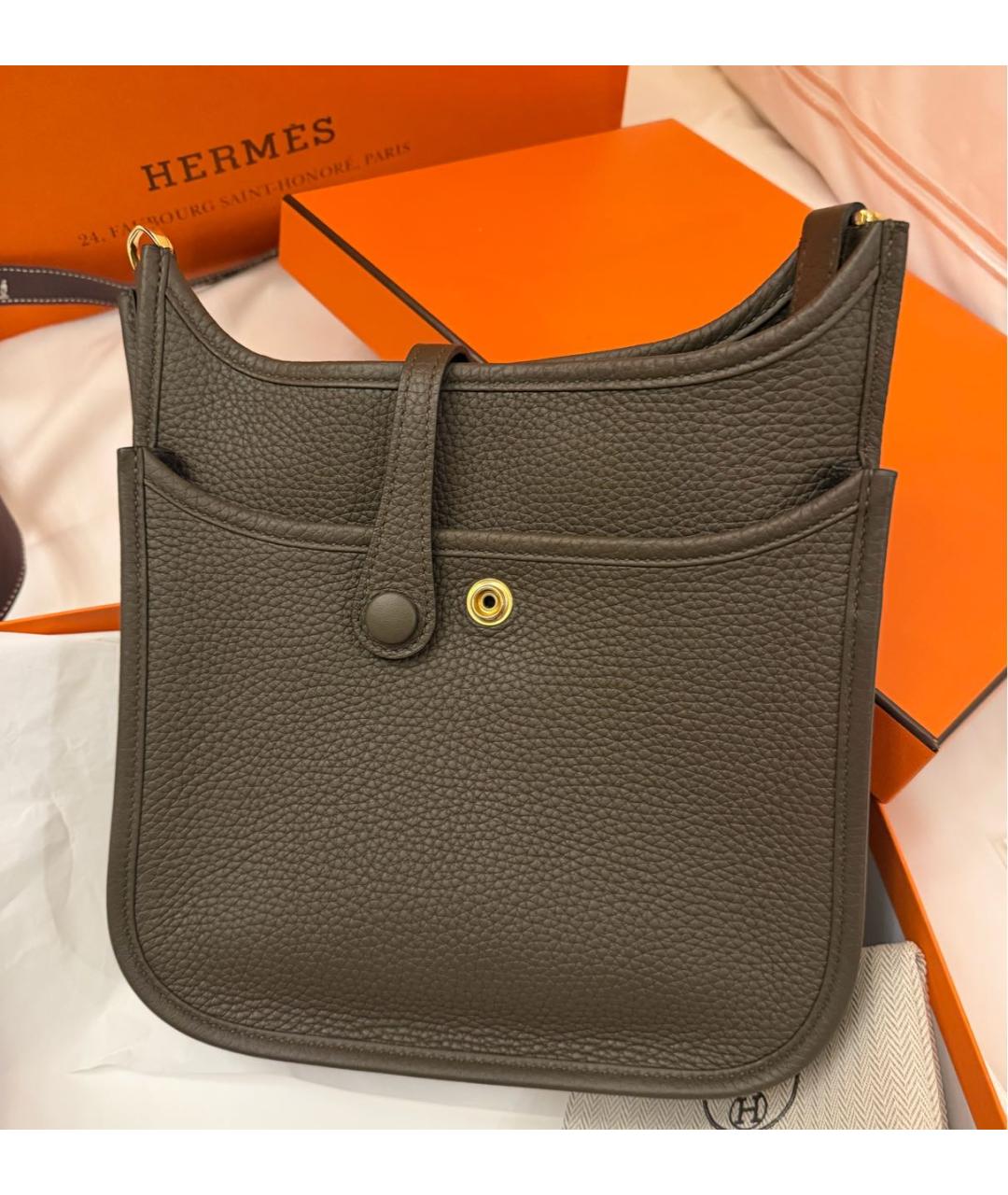HERMES Коричневая кожаная сумка через плечо, фото 3