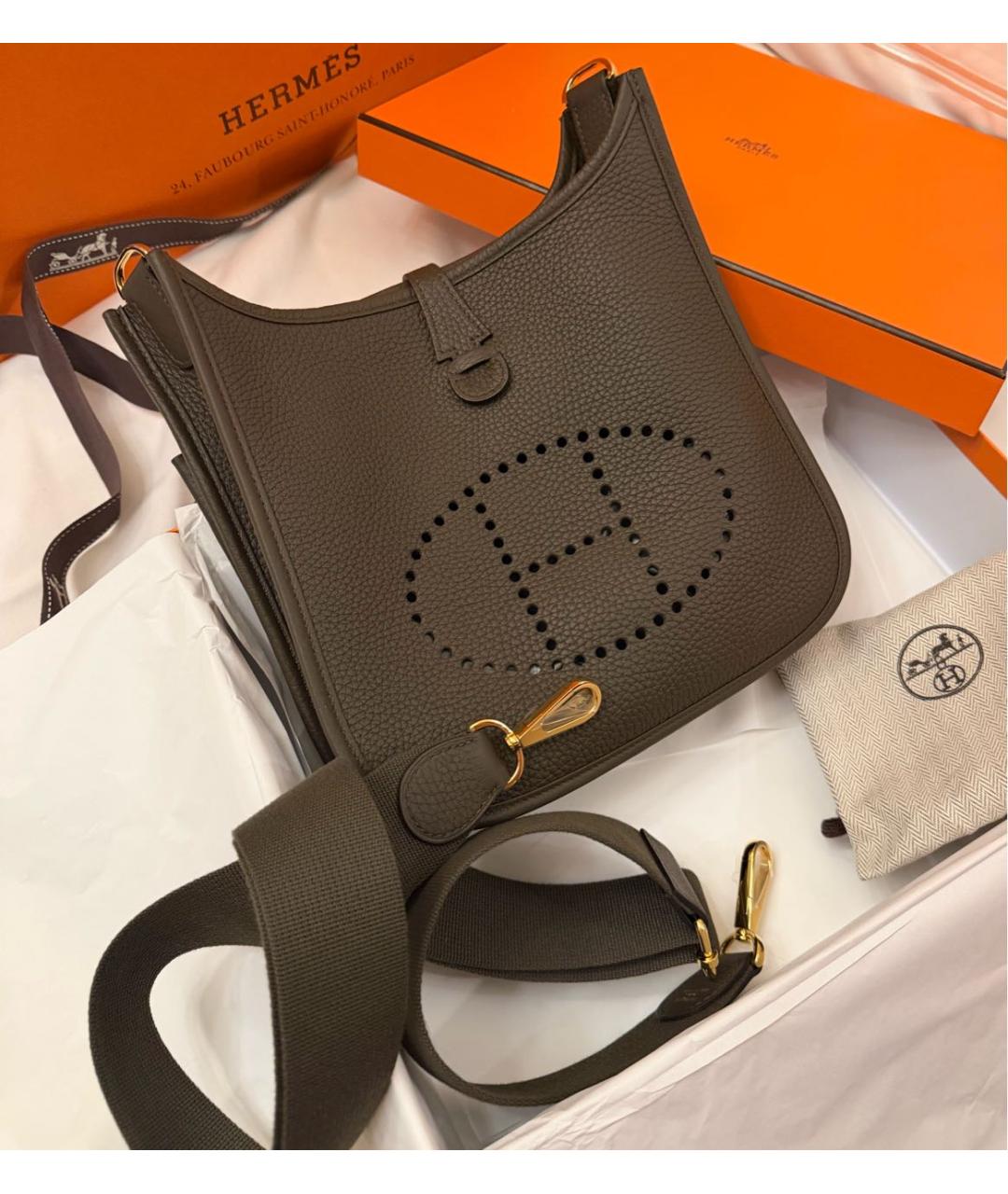 HERMES Коричневая кожаная сумка через плечо, фото 2