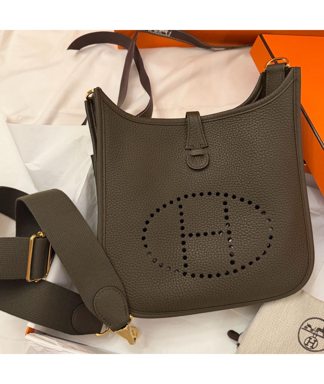 HERMES Коричневая кожаная сумка через плечо, фото 7