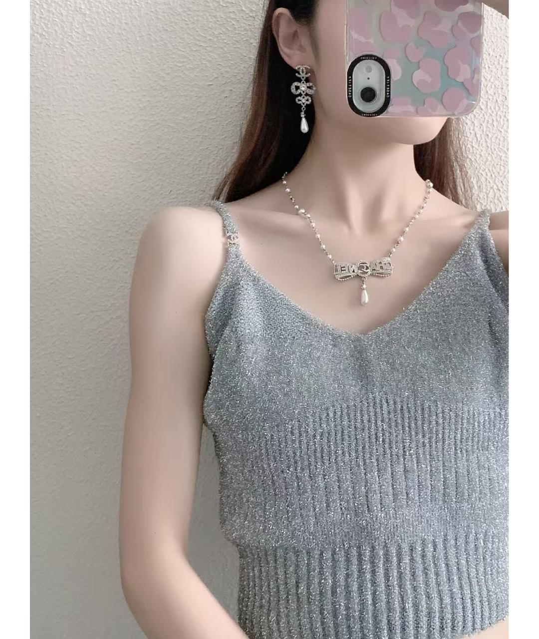 CHANEL Серебряное металлическое колье, фото 4