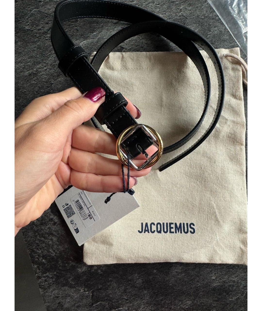 JACQUEMUS Черный кожаный ремень, фото 3
