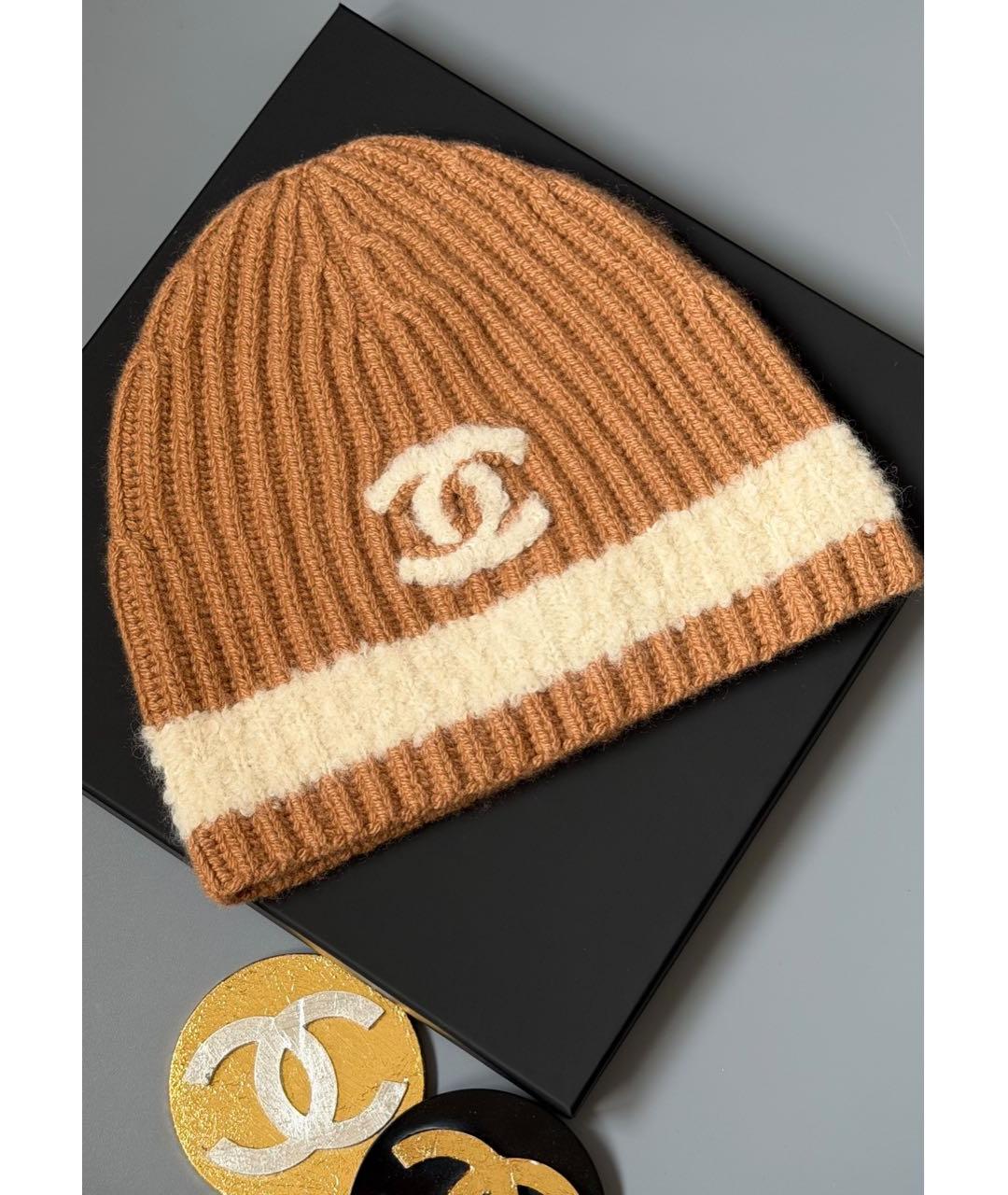CHANEL Коричневая шапка, фото 3