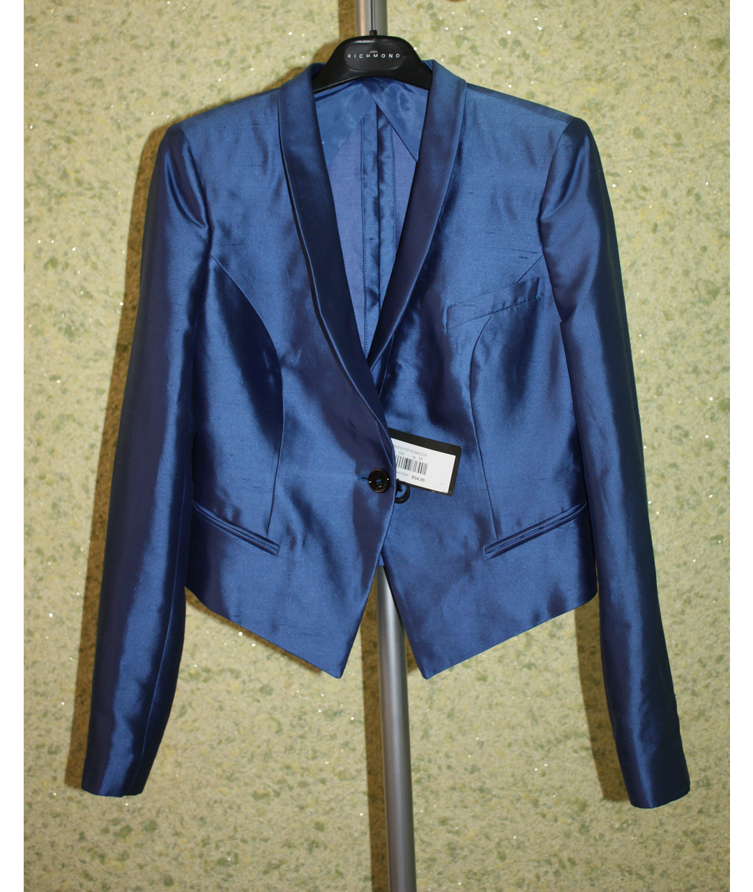 JOHN RICHMOND Синий шелковый жакет/пиджак, фото 4