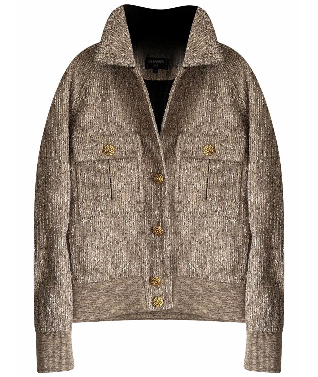CHANEL Бежевая твидовая куртка, фото 1
