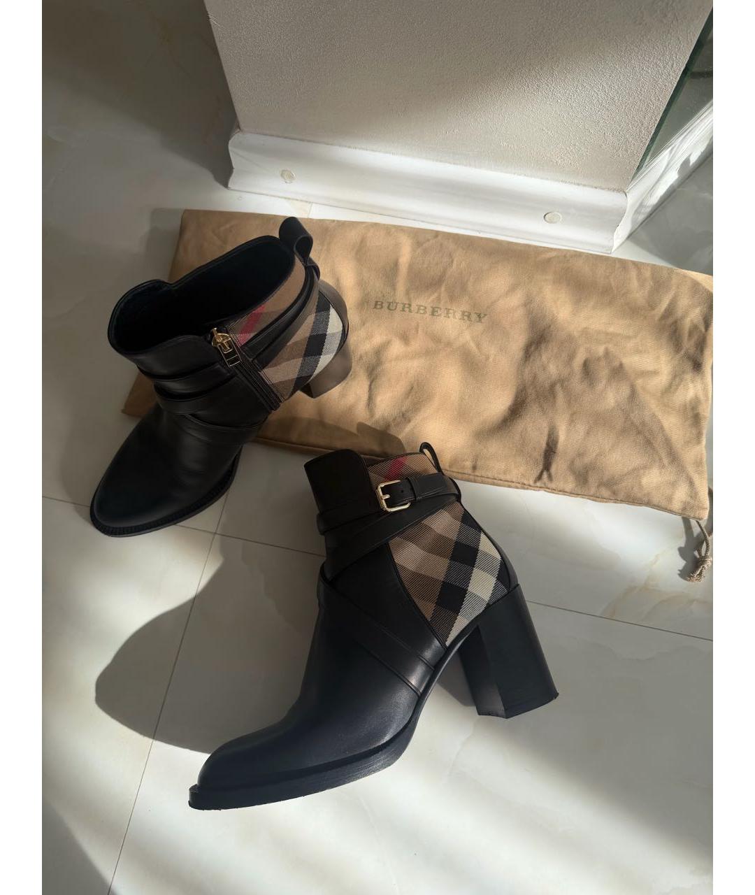 BURBERRY Черные кожаные ботинки, фото 4