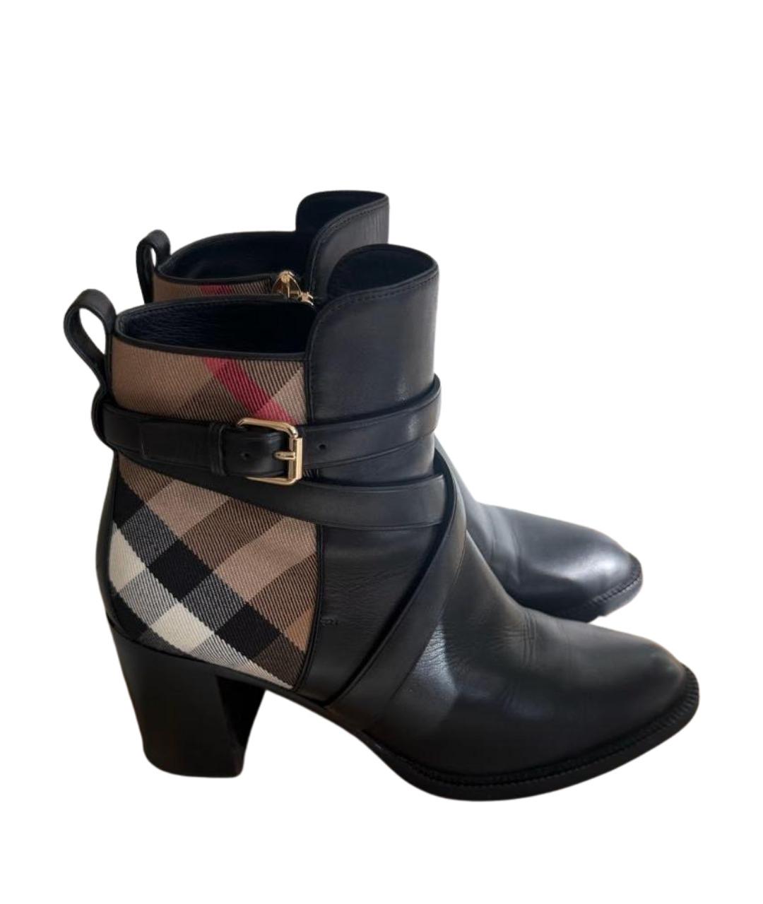 BURBERRY Черные кожаные ботинки, фото 1