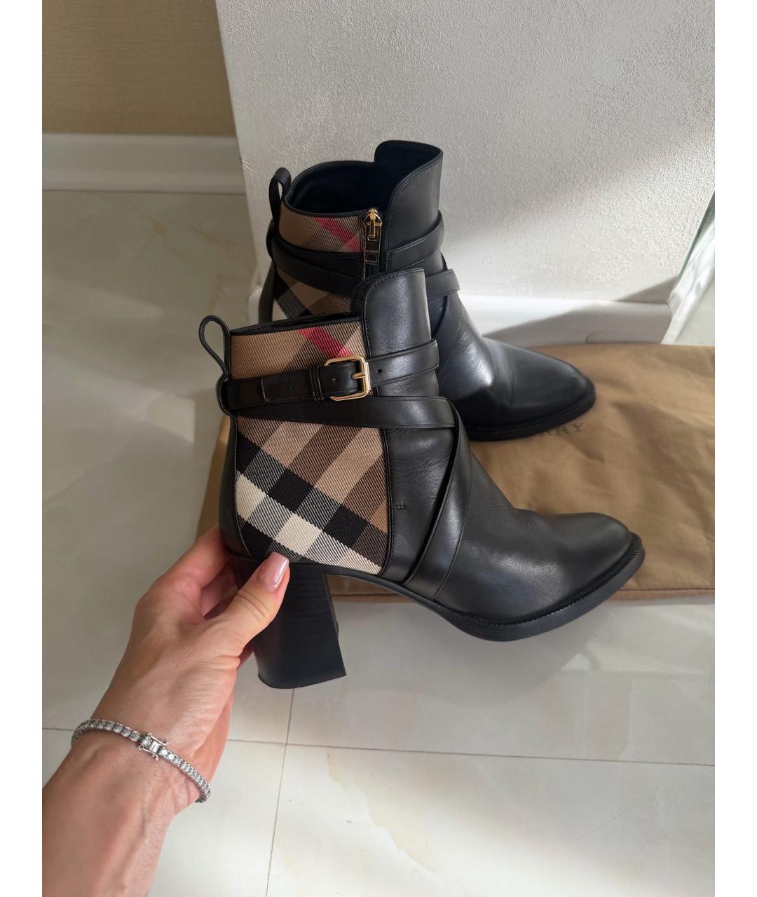 BURBERRY Черные кожаные ботинки, фото 2
