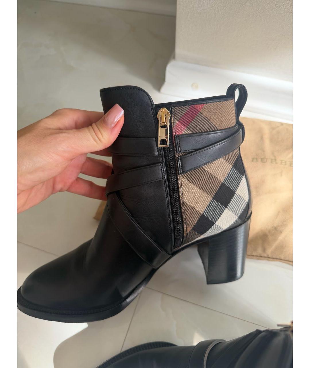 BURBERRY Черные кожаные ботинки, фото 5