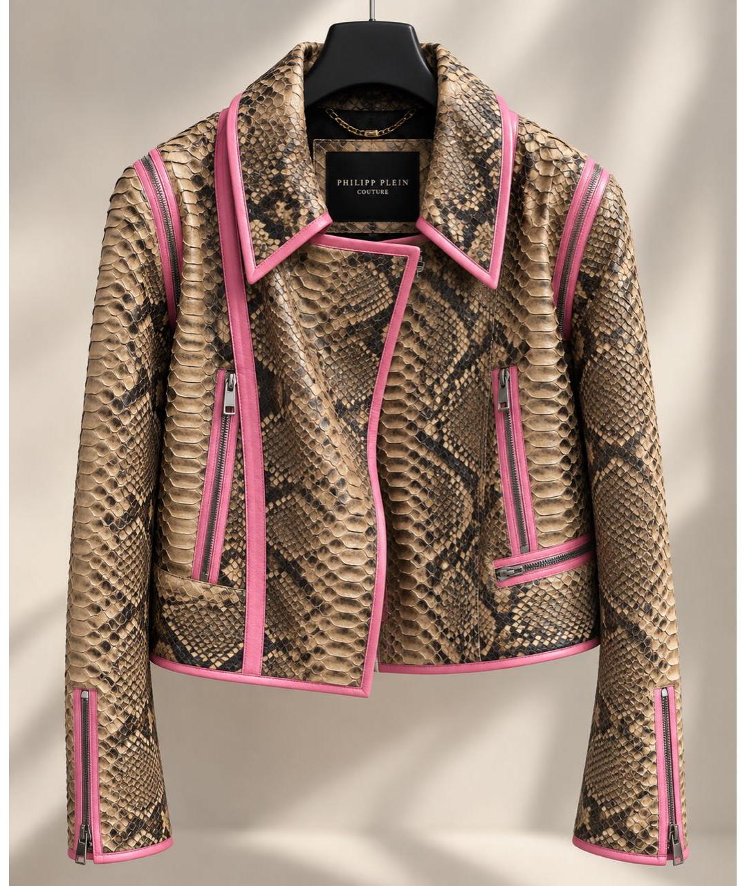 PHILIPP PLEIN Бежевая куртка из кожи питона, фото 5