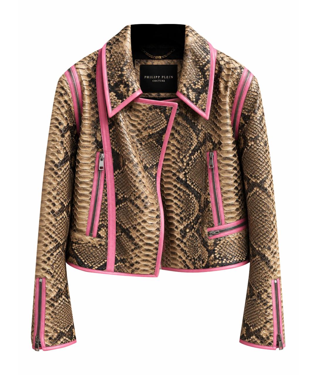 PHILIPP PLEIN Бежевая куртка из кожи питона, фото 1