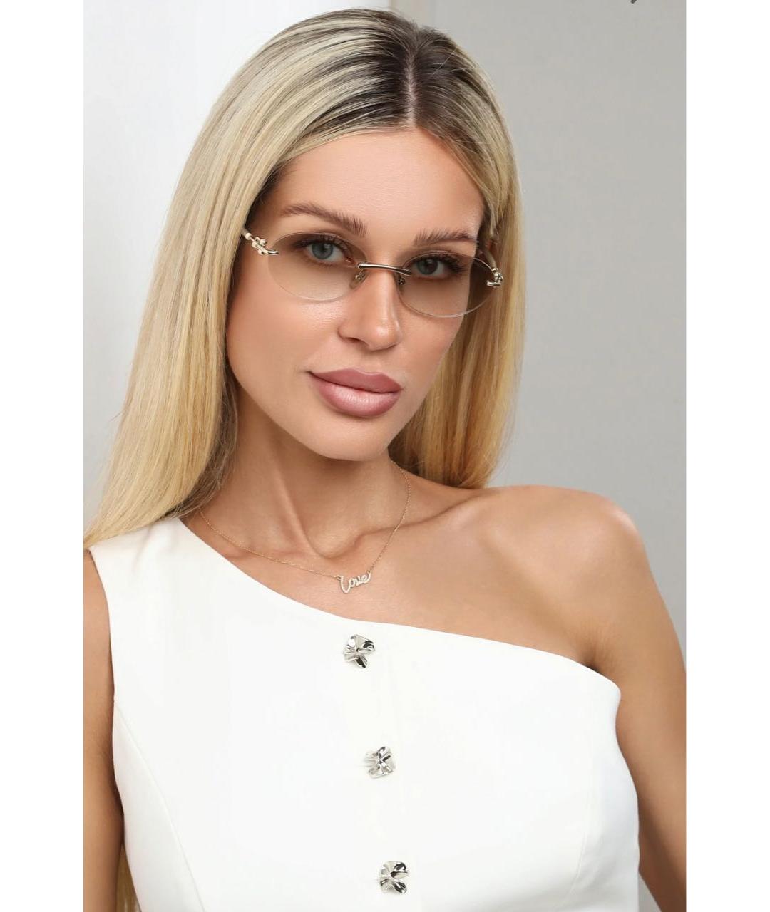 TIFFANY&CO Бежевые металлические солнцезащитные очки, фото 5