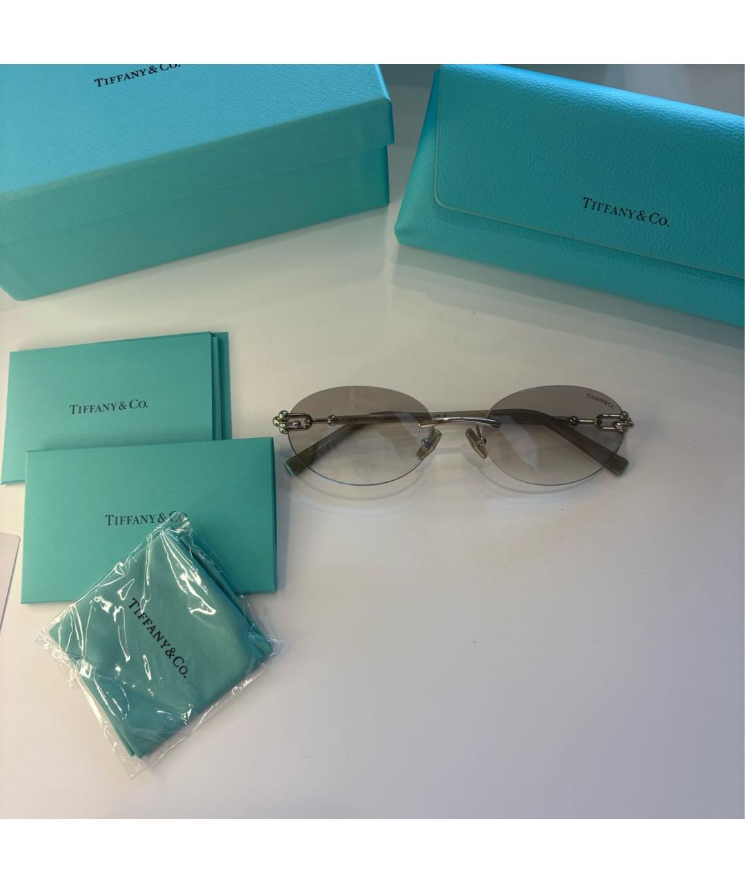 TIFFANY&CO Бежевые металлические солнцезащитные очки, фото 4