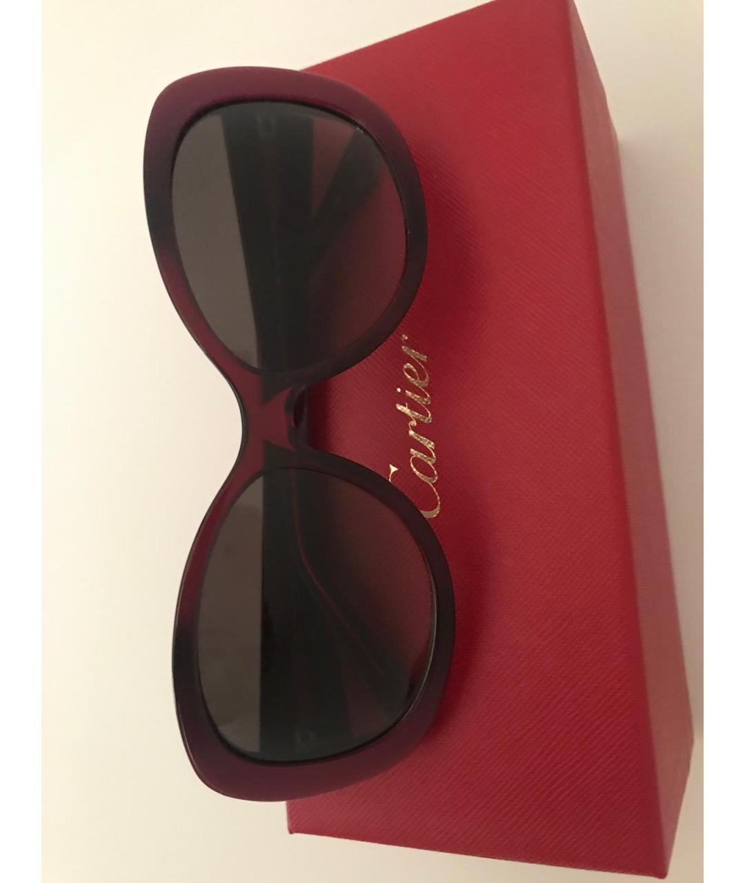 CARTIER Бордовые пластиковые солнцезащитные очки, фото 5