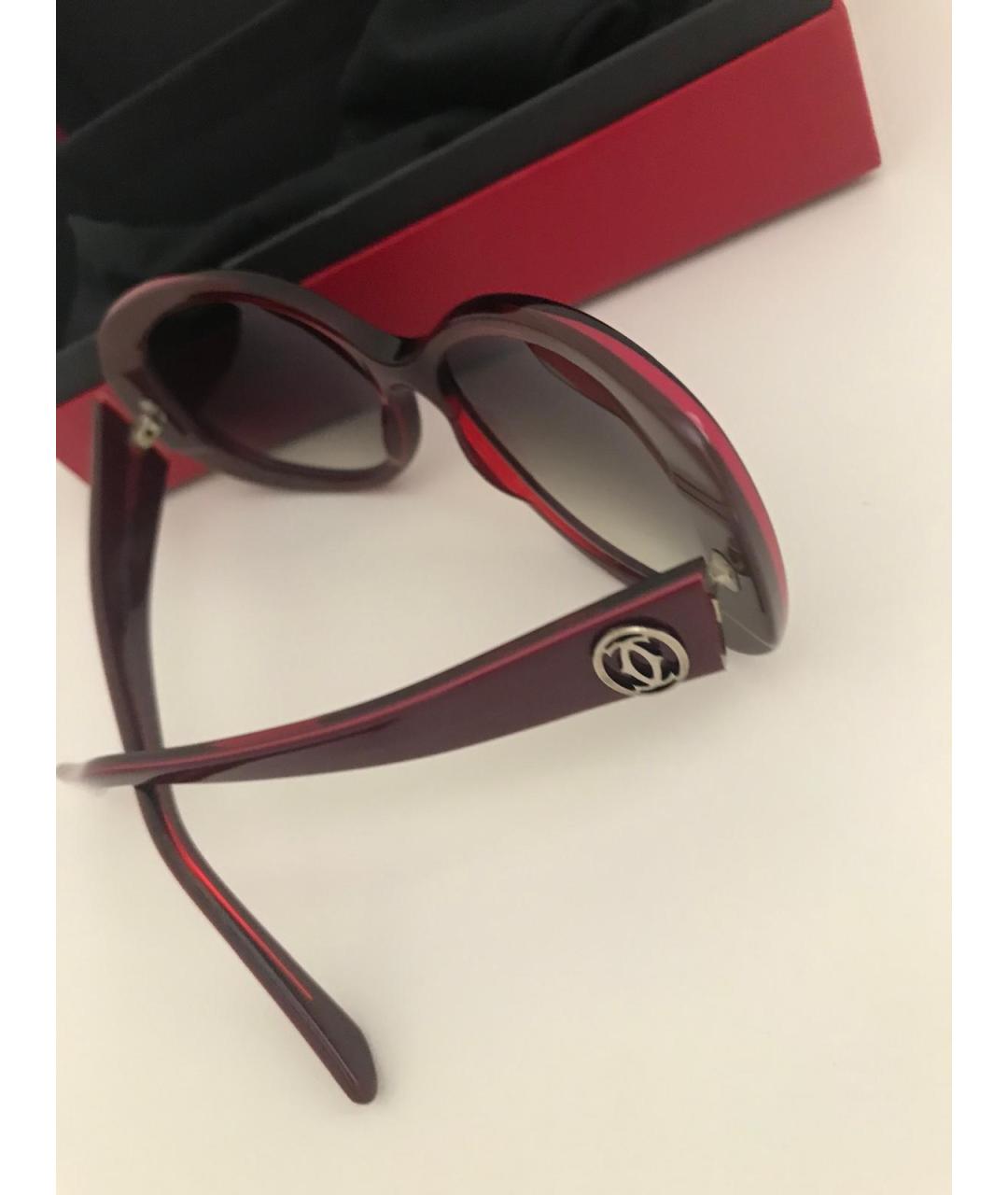 CARTIER Бордовые пластиковые солнцезащитные очки, фото 2