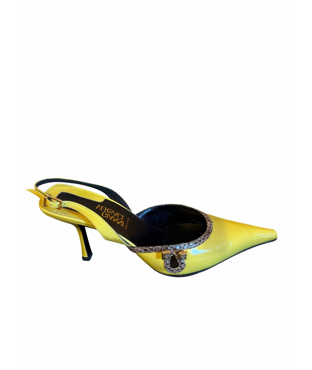 VERSACE COLLECTION Желтые туфли из лакированной кожи, фото 1