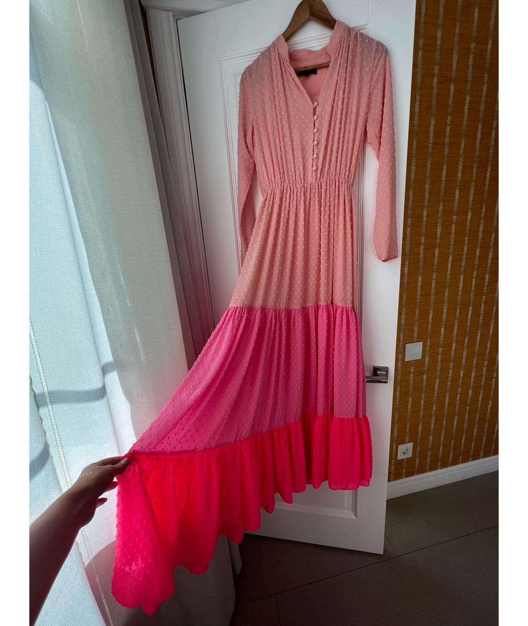 SALONI Розовое полиэстеровое вечернее платье, фото 3