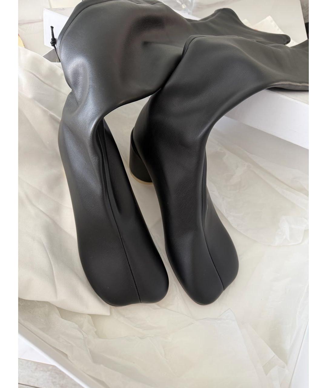 MM6 MAISON MARGIELA Черные кожаные ботфорты, фото 4