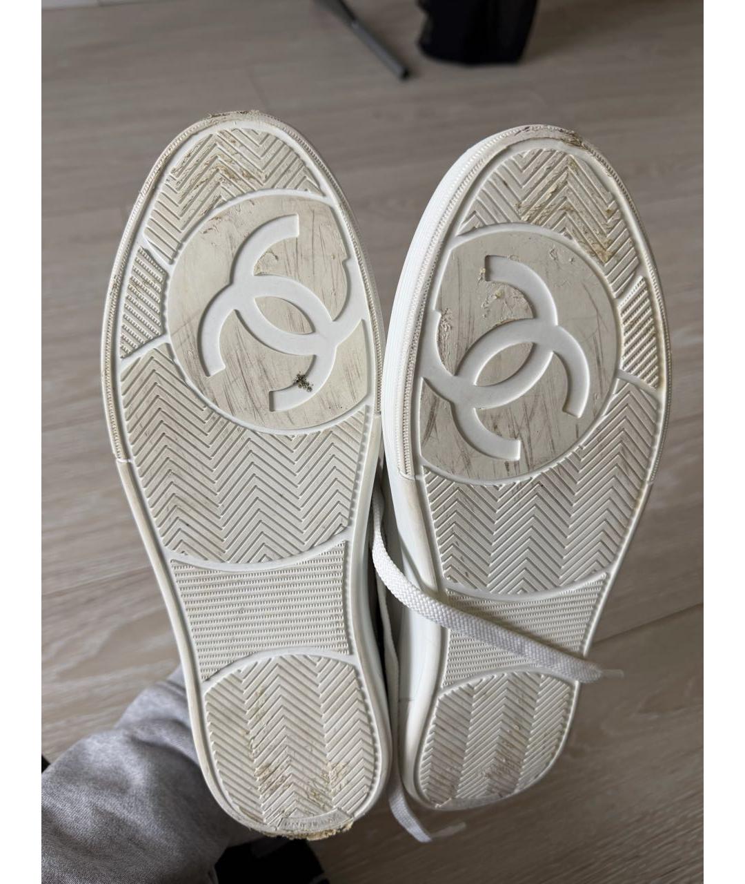 CHANEL Белые кожаные кроссовки, фото 7