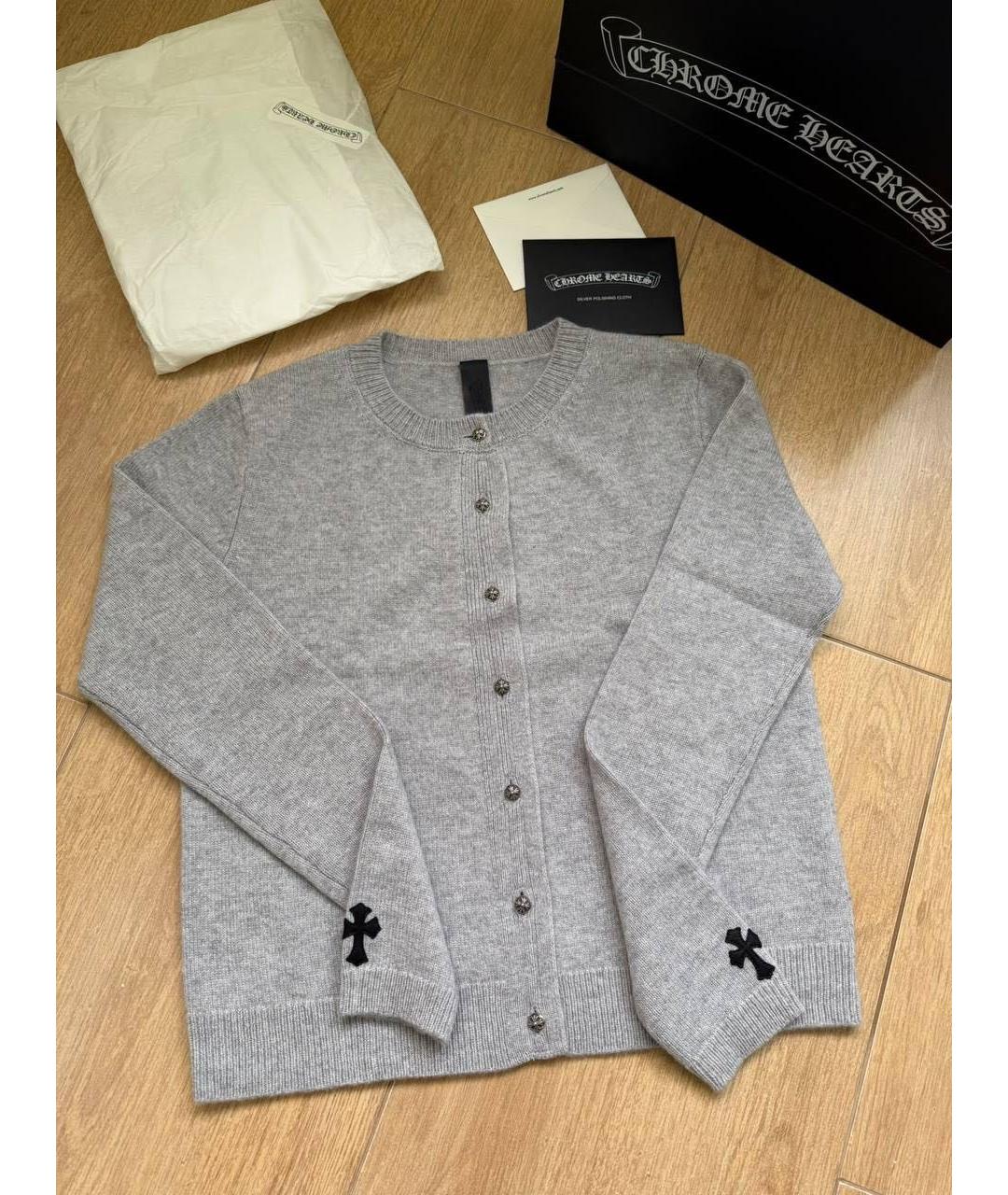 CHROME HEARTS Серый кашемировый кардиган, фото 3