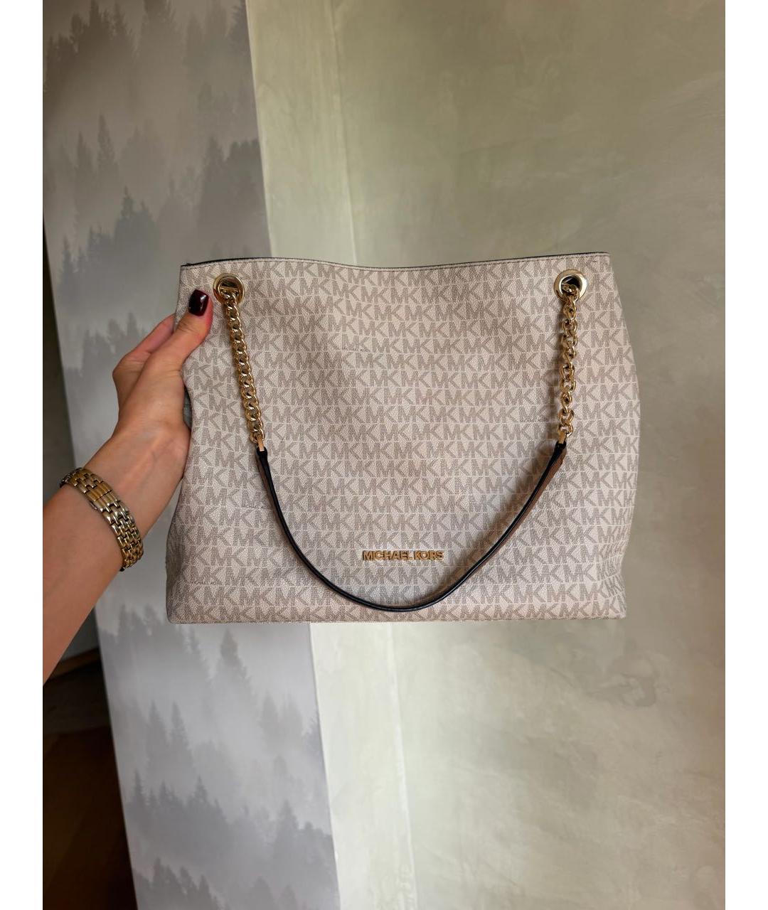 MICHAEL KORS Бежевая сумка тоут из искусственной кожи, фото 6