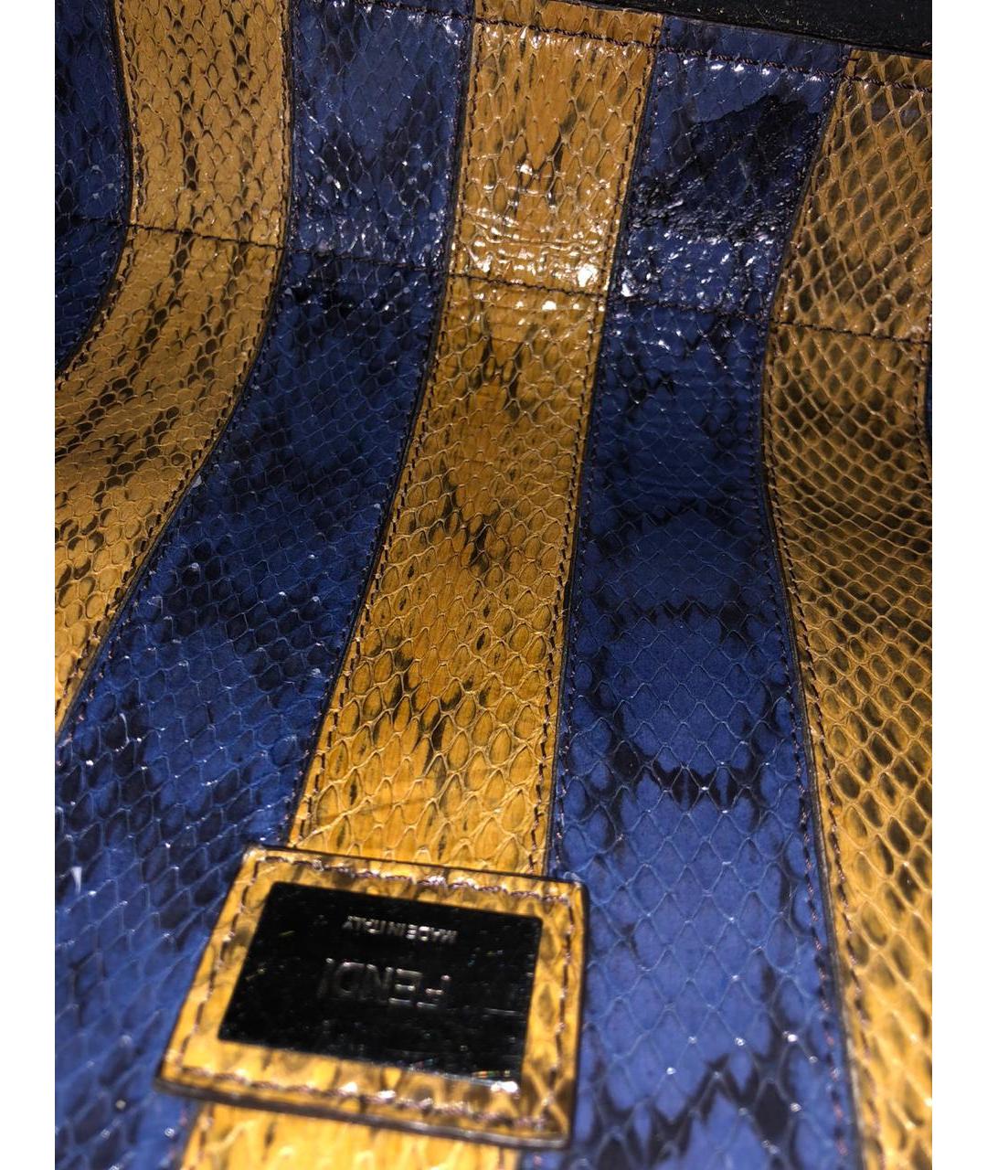 FENDI Темно-синяя кожаная сумка тоут, фото 2