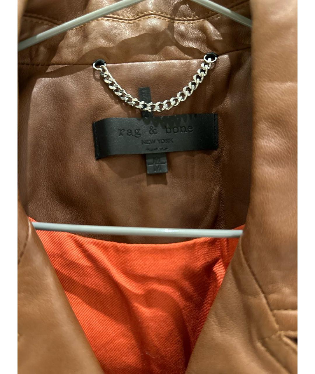 RAG & BONE Коричневая кожаная куртка, фото 4