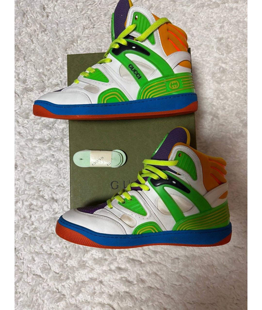 GUCCI Белые кожаные кеды, фото 4