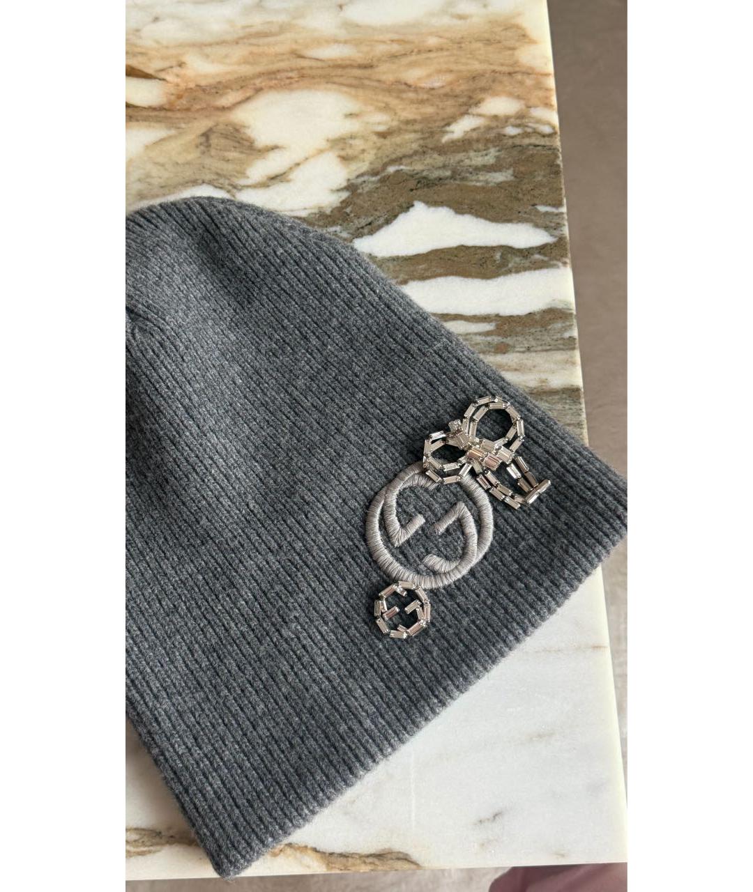 GUCCI Серая шерстяная шапка, фото 2