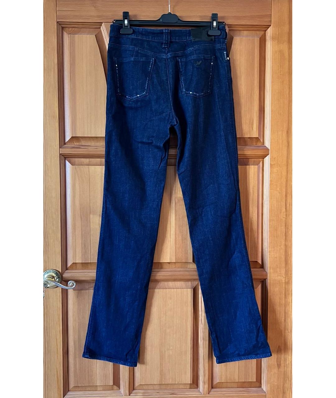ARMANI JEANS Темно-синие хлопко-эластановые прямые джинсы, фото 2