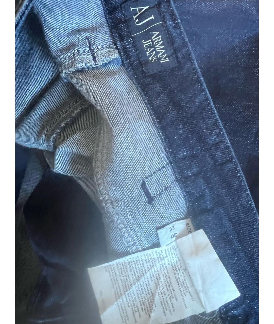 ARMANI JEANS Темно-синие хлопко-эластановые прямые джинсы, фото 3