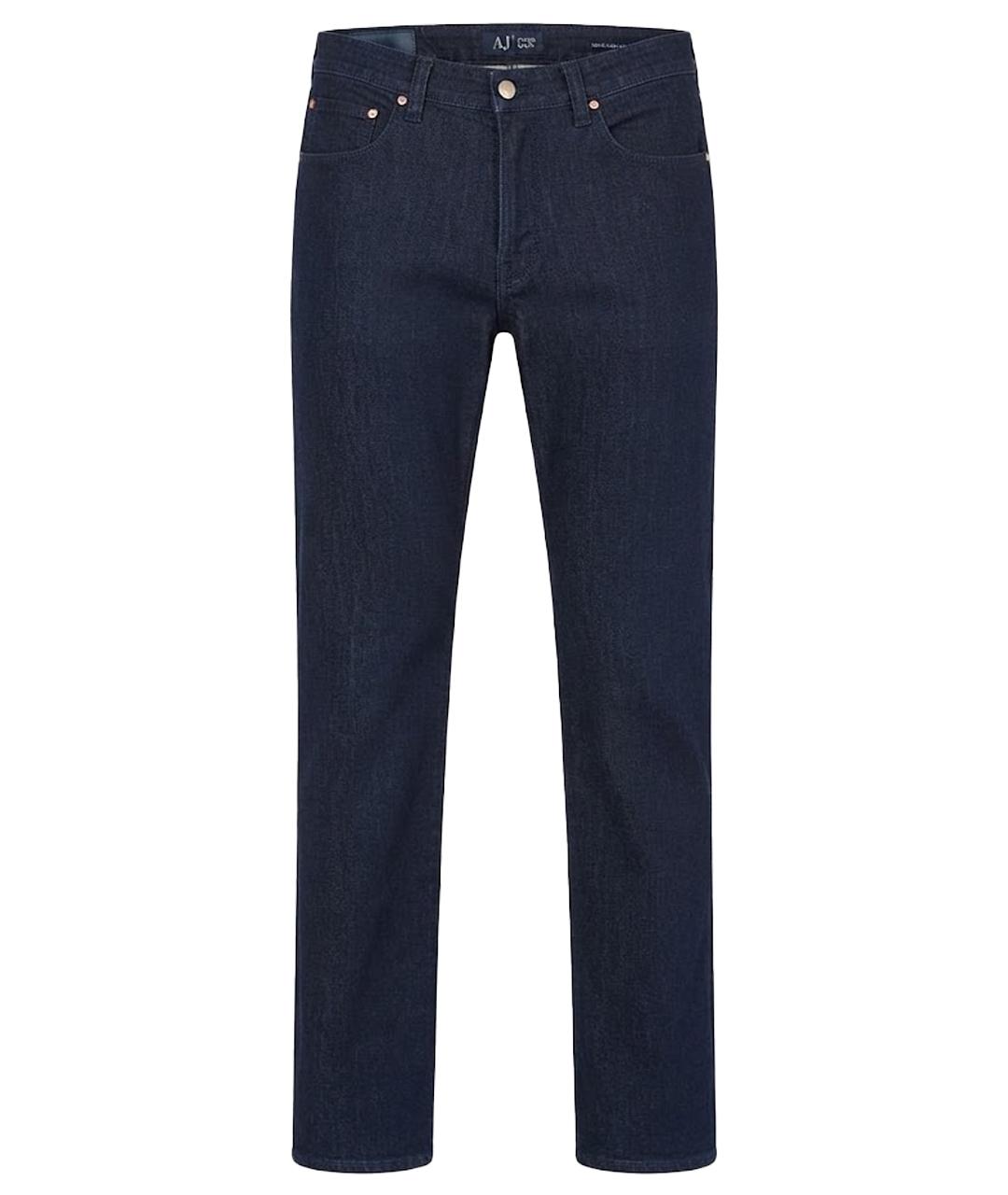 ARMANI JEANS Темно-синие хлопко-эластановые прямые джинсы, фото 1