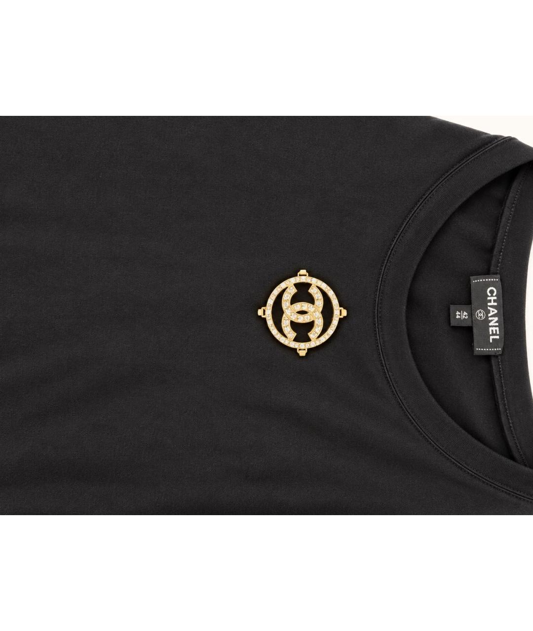 CHANEL Черная хлопковая футболка, фото 3