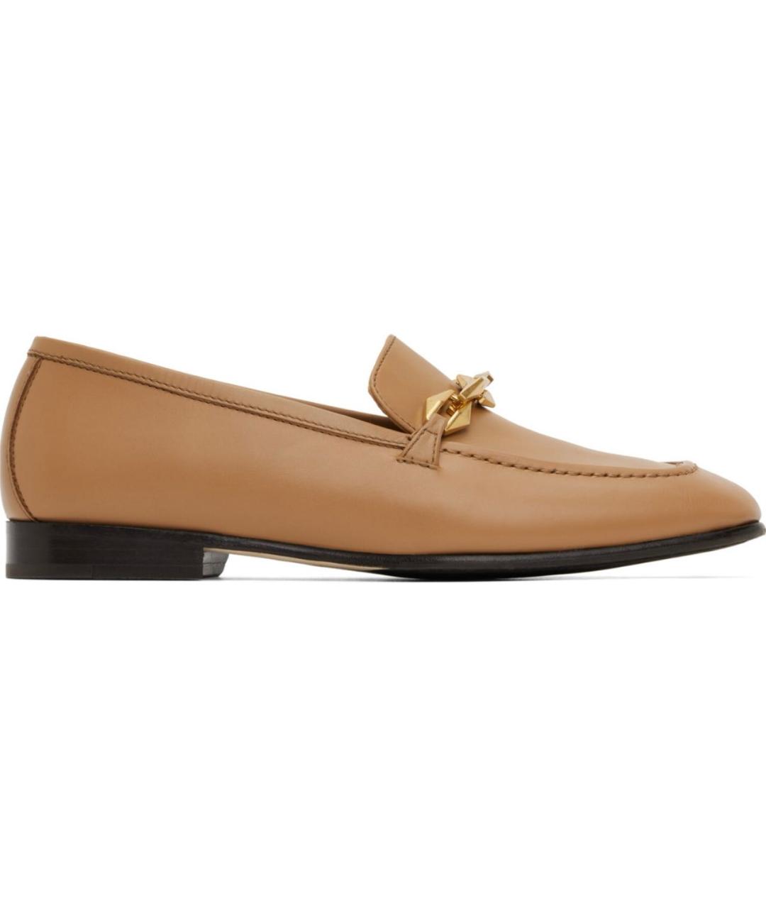 JIMMY CHOO Бежевые кожаные лоферы, фото 8